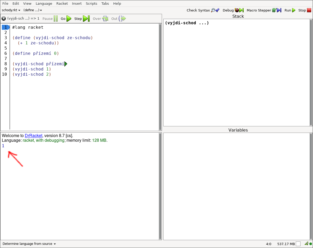 Po vykonání kouzelné věty se výsledek kouzelné věty ukáže v okně výpisu.
